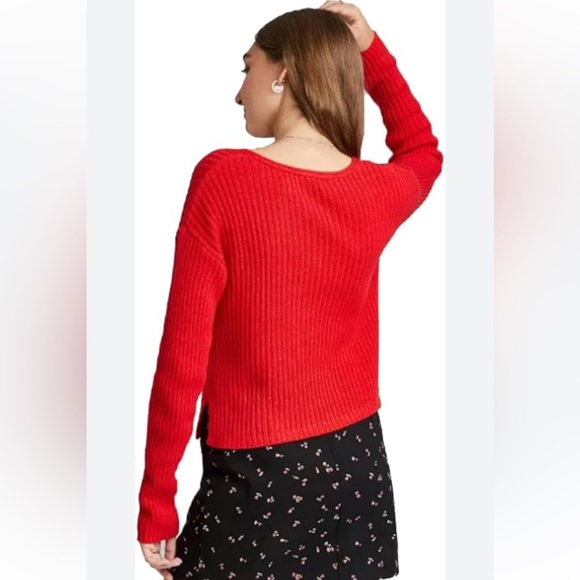 V-Neck Rib Knit Sweater - Picture 2 of 8